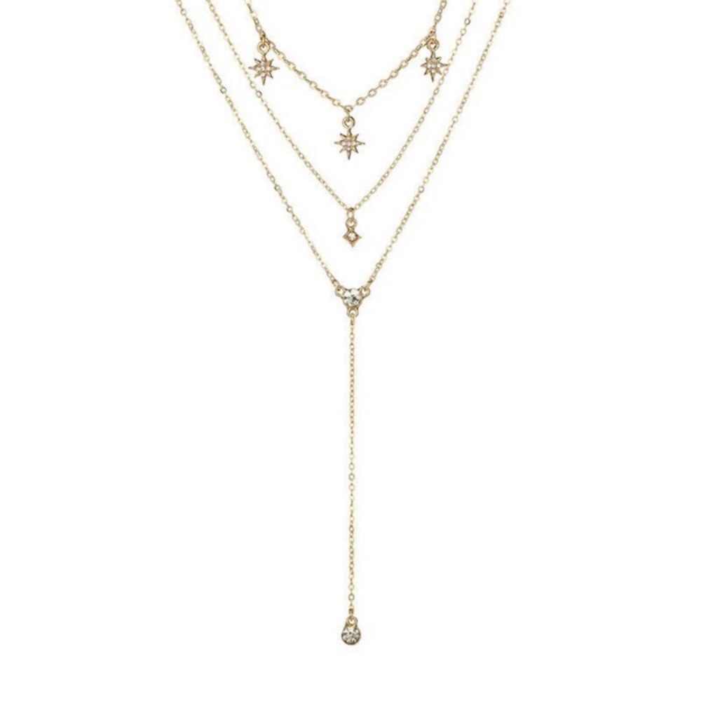 ✨NEW✨ 3 Tiered Gold Necklace Diamonds 💎 🌟